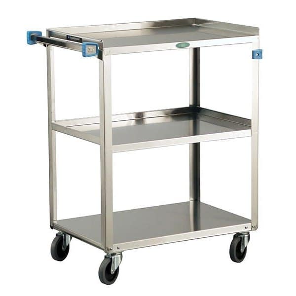 Lakeside 411 Stainless Steel Three-Shelf Utility Cart， 500 lb. Capacity， 16-3/4