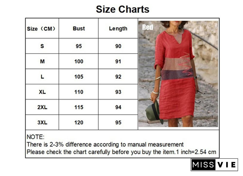 New Summer Fashion Women Printing Dress V-Neck Half Sleeve A-Line Dresses Female Retro Litera Vintage Loose Dress Vestidos