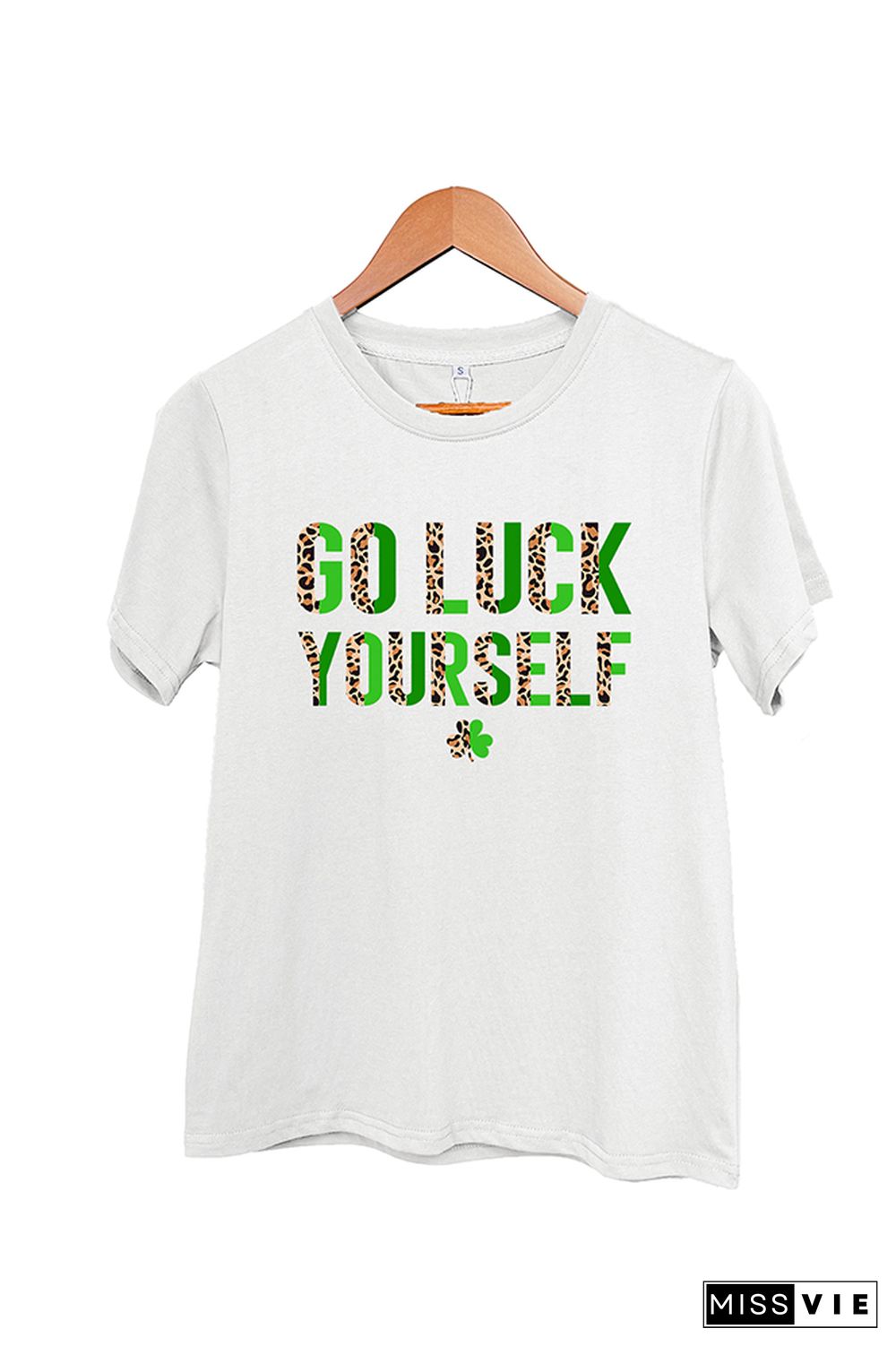 Go Luck Yourself Print Short Sleeve Graphic Tee Wholesale