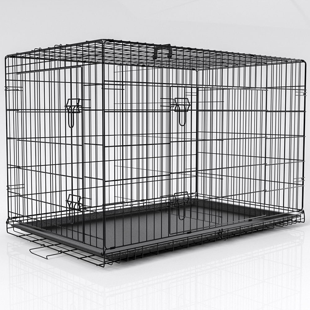 Homy Grigio Large Dog Crate for Large Dogs Cats， 48 inch Dog Crate XL Folding Wire Crates Dog Kennels Outdoor and Indoor Pet Dog Cage with Double-Door Divider Removable Tray