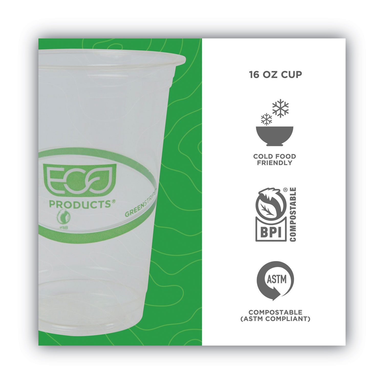 GreenStripe Renewable and Compostable Cold Cups Convenience Pack by Eco-Productsandreg; ECOEPCC16GSPK