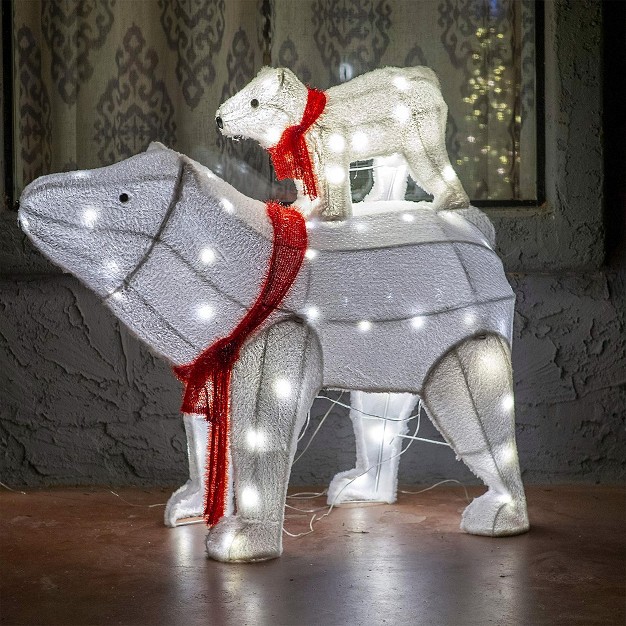 Joiedomi 3d Plush Polar Bears Led Yard Lights 2 Pcs Christmas Eve Outdoor Yard Garden Decorations Christmas Event Decoration