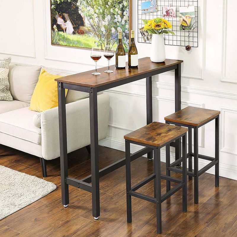 BreeBe Industrial Rustic Brown Narrow Bar Table