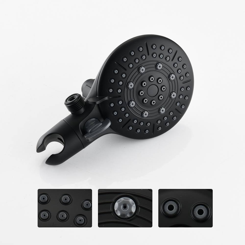 YASINU Single-Handle 6-Spray Patterns 5 in. Shower Head Faucet in Wall Mount Dual Shower Head in Matte Black (Valve Included) YNAD794MB