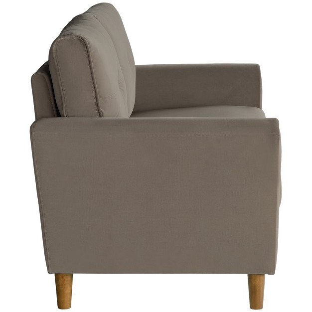 Dunleith Modern Contemporary Velvet Tufted Loveseat In Brown And Walnut Lexicon