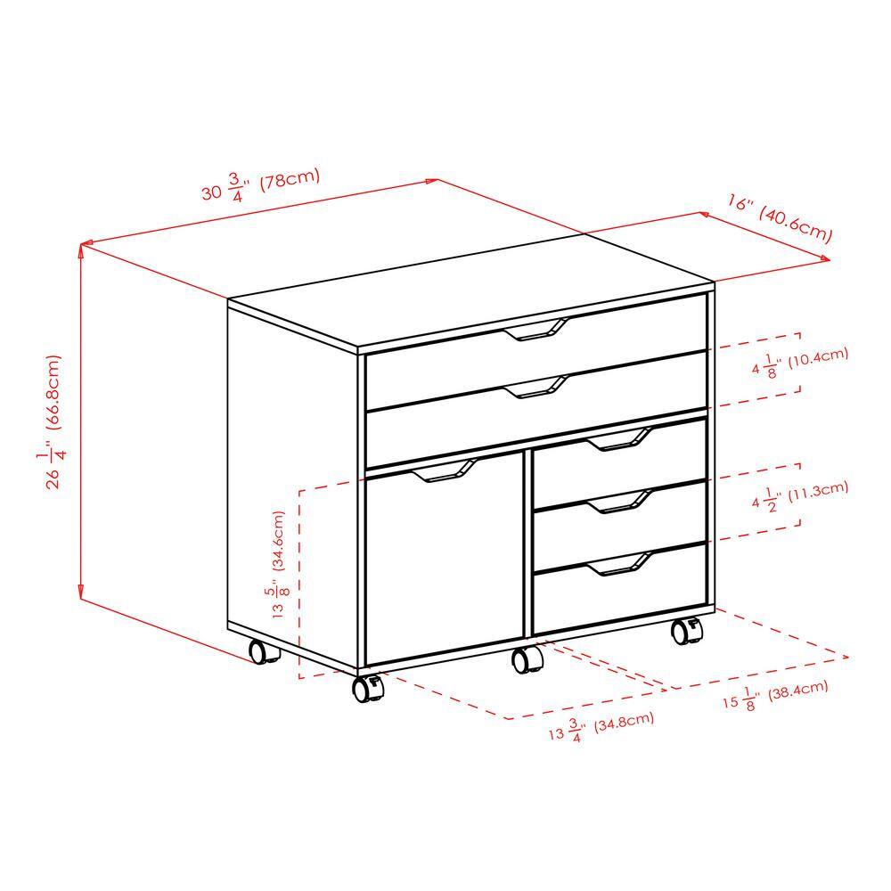 WINSOME WOOD Halifax White 3 Section Mobile Storage Cabinet 10633