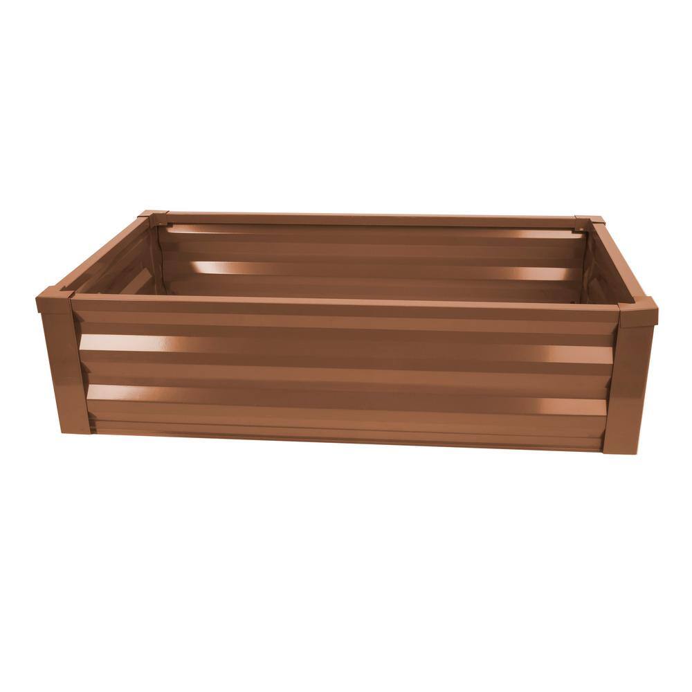 Greenes Fence 24 in. W x 48 in. L x 10 in. H Timber Brown Pre-Galvanized Powder-Coated Steel Raised Garden Bed Planter RCM10TB