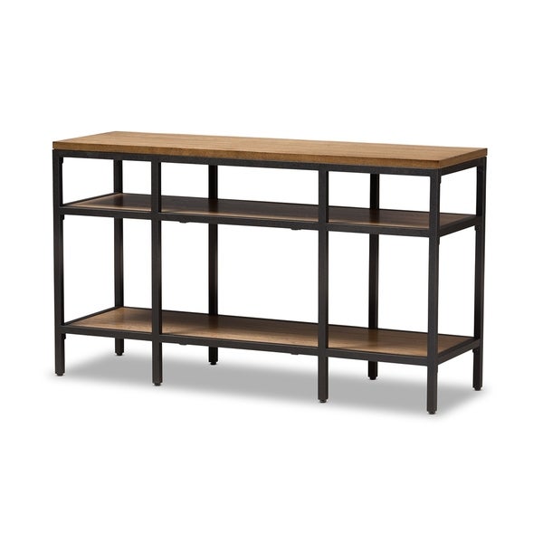 Rustic Brown and Black Console Table by Baxton Studio