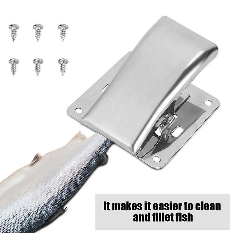 1pc Stainless Steel Fish Fillet Clamp Deep-jaw Fish Tail Clip With 6 Mounting Screws For Fishing