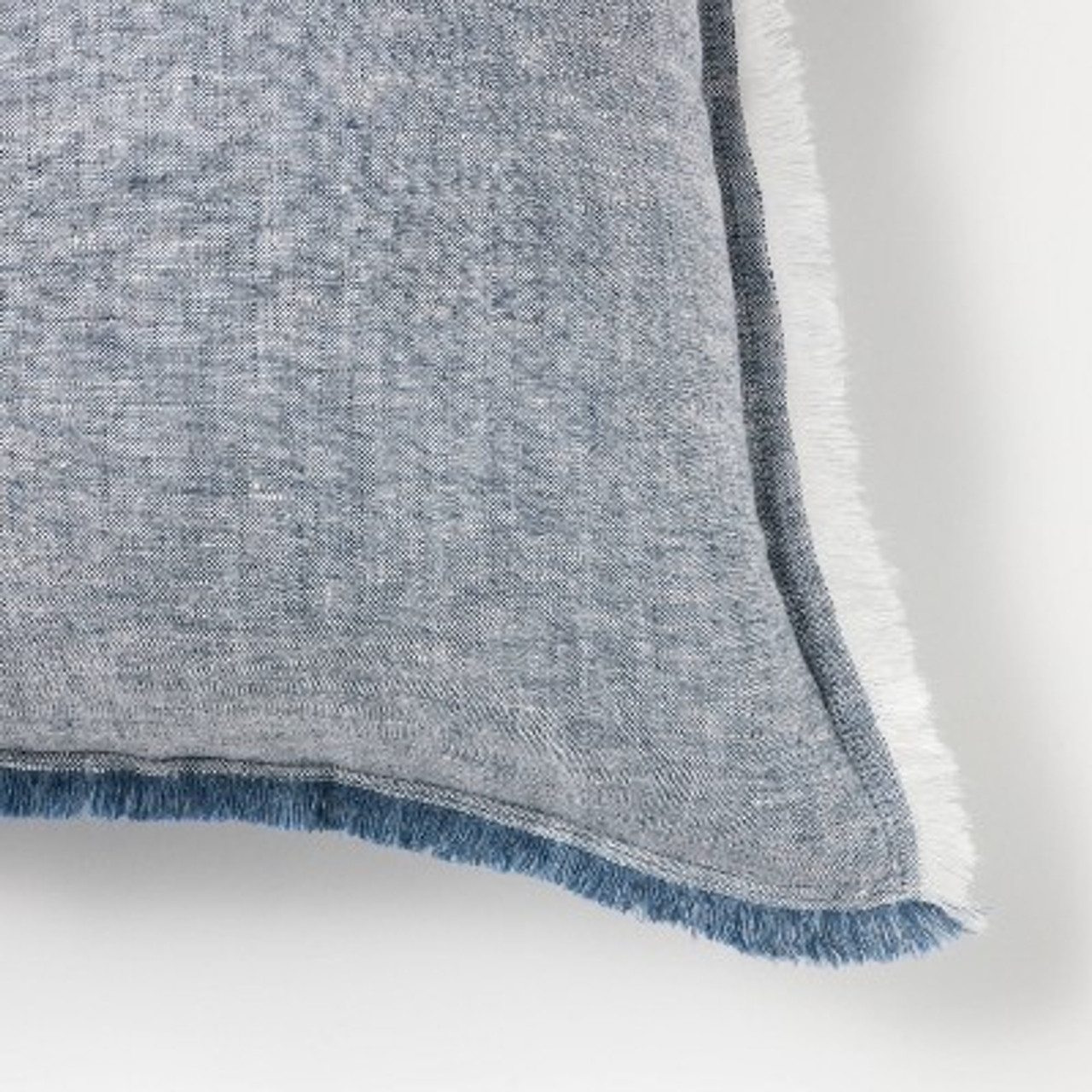 Oversized Reversible Linen Square Throw Pillow with Frayed Edges Blue - Threshold™ designed with Studio McGee