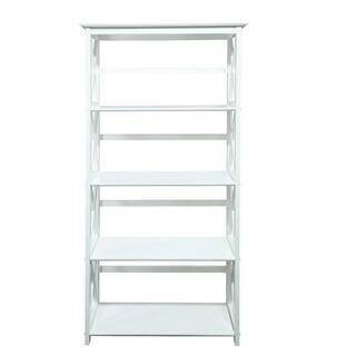 Casual Home 63 in. H White New Wood 4-Shelf Etagere Bookcase with Open Back N324-51