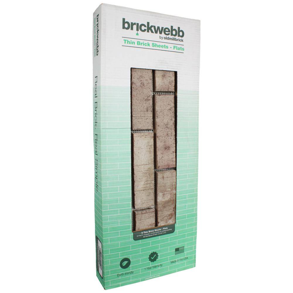 Old Mill Brick 7.625 in. x 10.5 in. x 0.625 in. Brickwebb Vintage Oak Thin Brick Sheets (Box of 4-Sheets) BW-370015CS