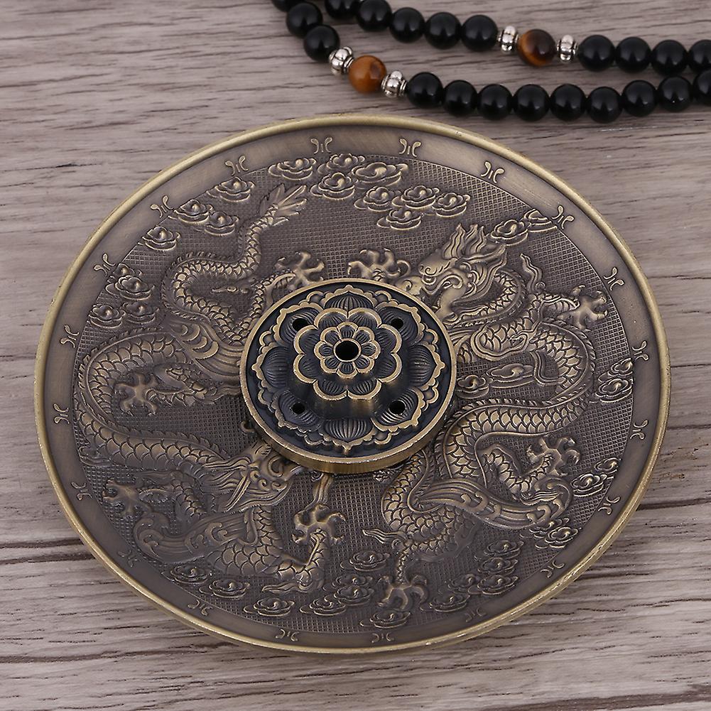 Zinc Alloy Incense Stick Burner Holder Dragon Pattern Censer Plate For Bedroom Temple(bronze)