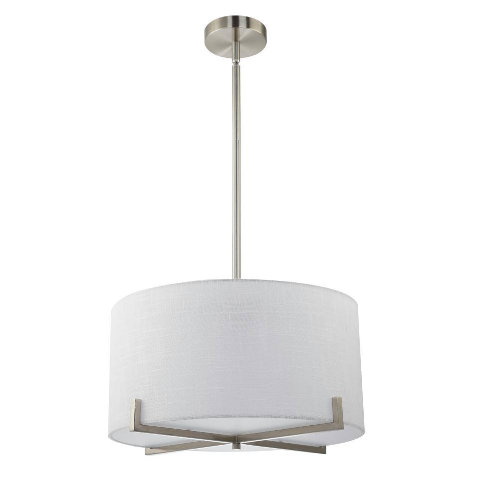 SMRTLite by NBG HOME 35-Watt Brushed Nickel Integrated LED Pendant with Fabric Shade DS18769