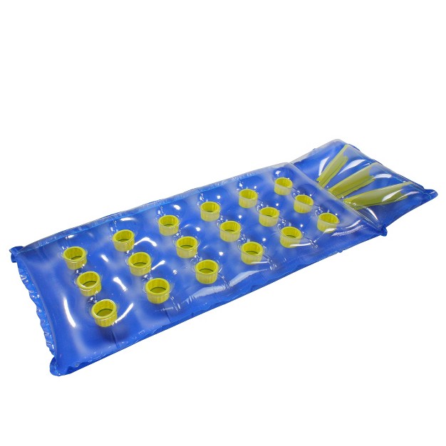 Blue And Yellow Inflatable 18 pocket French Style Swimming Pool Air Mattress