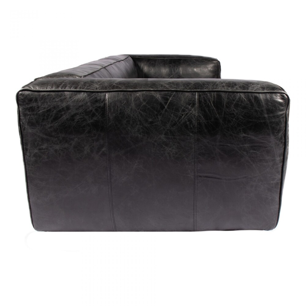 Macari Kial Modern Leather Square Arm Sofa