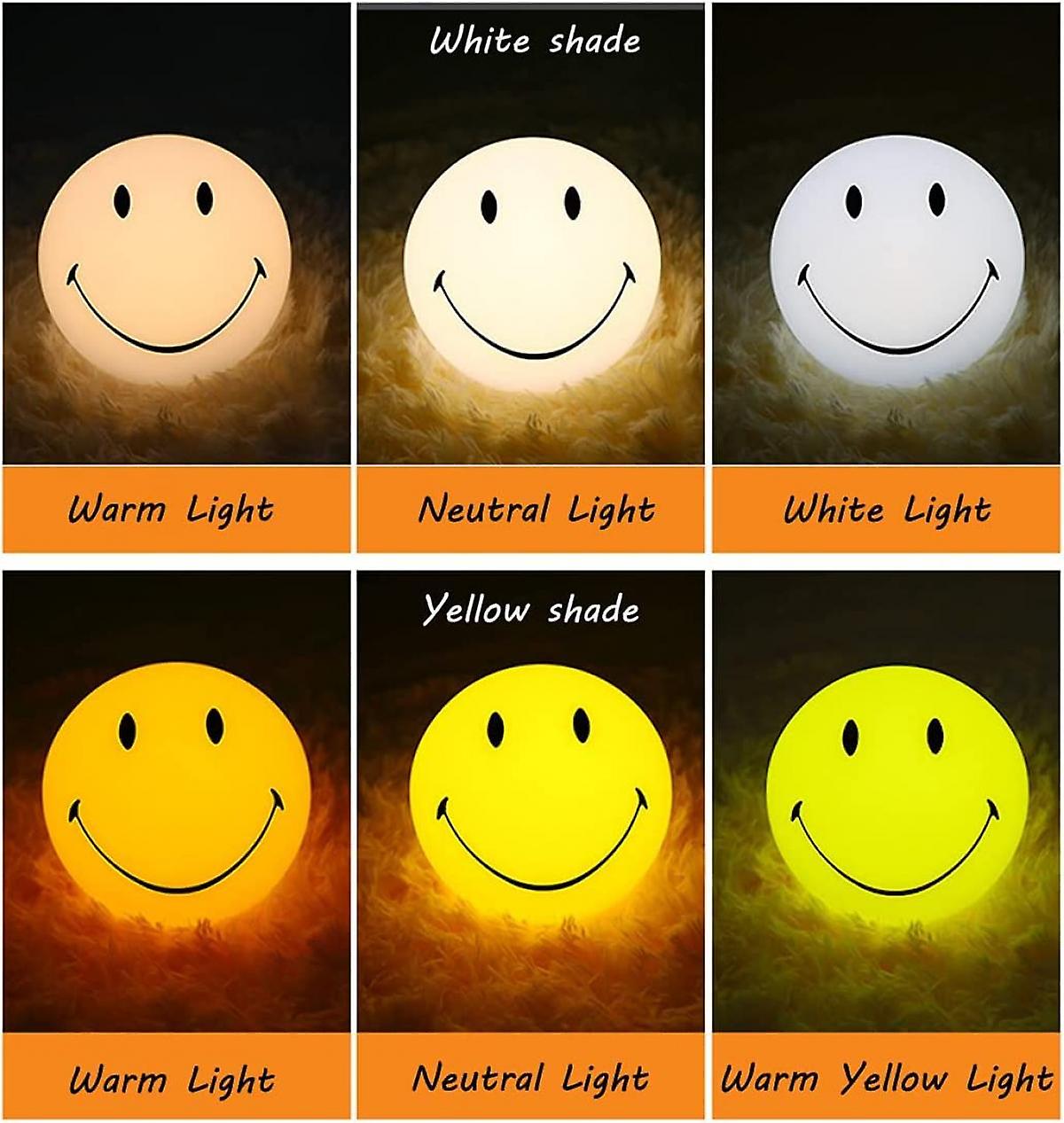 Led Children Night Light Yellow Smiling Face Lamp Dimmable Kids Bedside Lamp Baby Mood Lamp， Usb Rechargeable Table Lamp