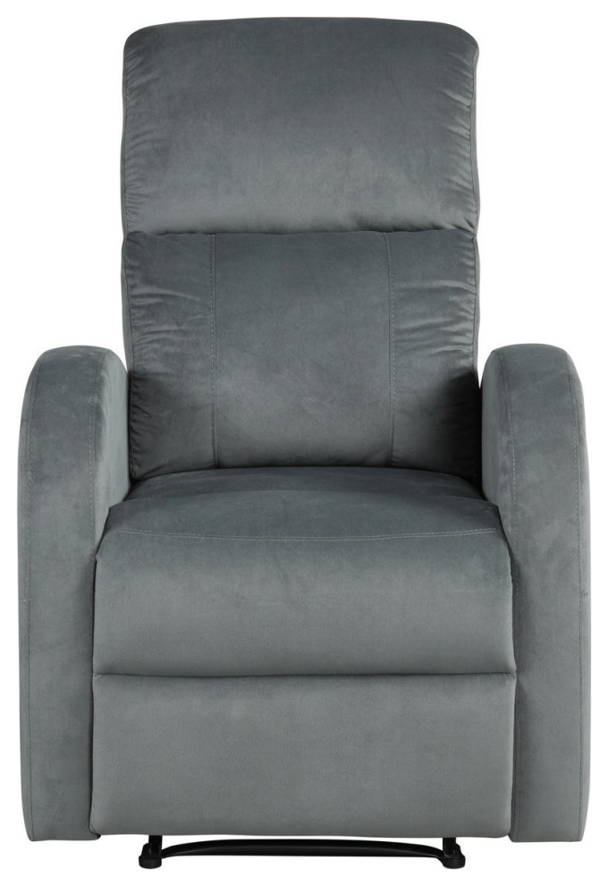 Benzara BM243356 Power Motion Recliner With Fabric Wrapping  ampCurved Arms  Gray   Transitional   Recliner Chairs   by Uber Bazaar  Houzz