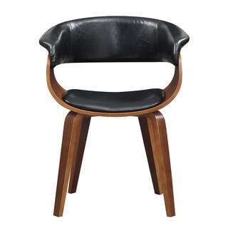 AC Pacific Wood and Black Faux Leather Mid-Century 18- in. Seat Height Dining Chair D-007-BLACK