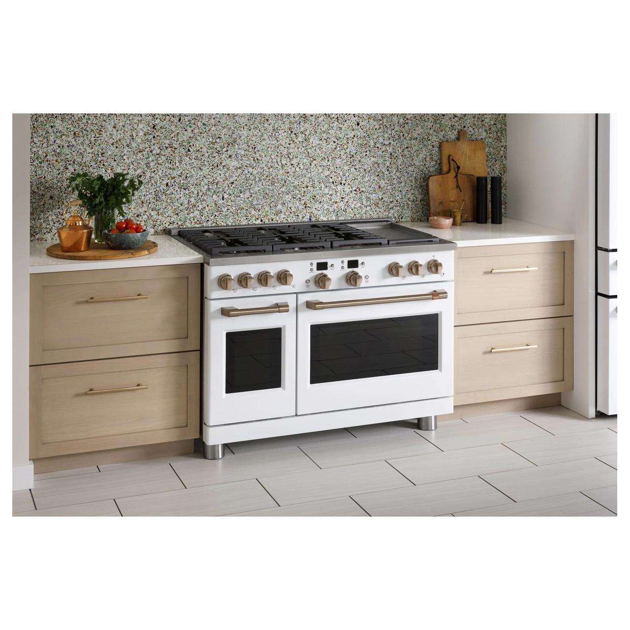 Caf¨¦ 48-inch Freestanding Dual-Fuel Range with 6 Burners and Griddle C2Y486P4TW2