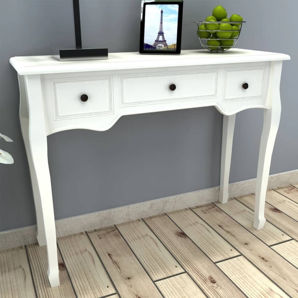 vidaXL White Dressing Console Table with Three Drawers