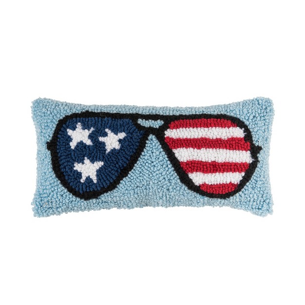 X 12 quot Patriotic Sunglasses 4th Of July Hooked Pillow Red White And Blue