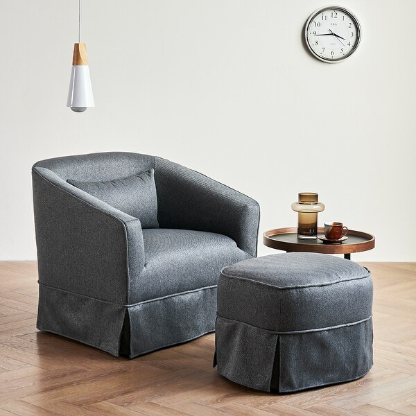 Swivel Barrel Chair With Ottoman，Swivel Accent Chairs Armchair for Living Room