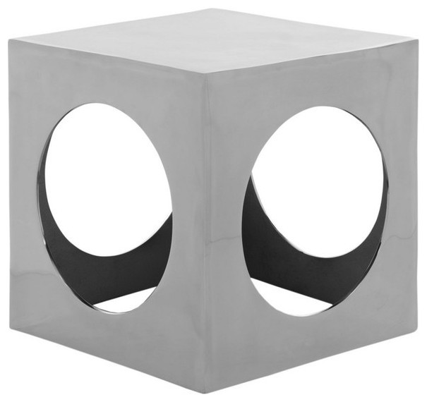 Asher Cube Aluminum Stool Silver   Modern   Side Tables And End Tables   by Virgil Stanis Design  Houzz