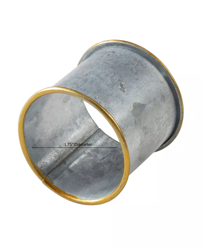 Saro Lifestyle Rim Galvanized Napkin Ring Set of 4