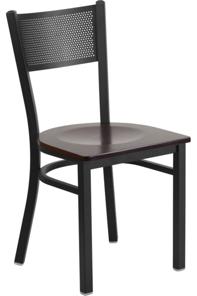 Flash Furniture Hercules Black Back Metal Dining Chair in Mahogany   Transitional   Armchairs And Accent Chairs   by VirVentures  Houzz