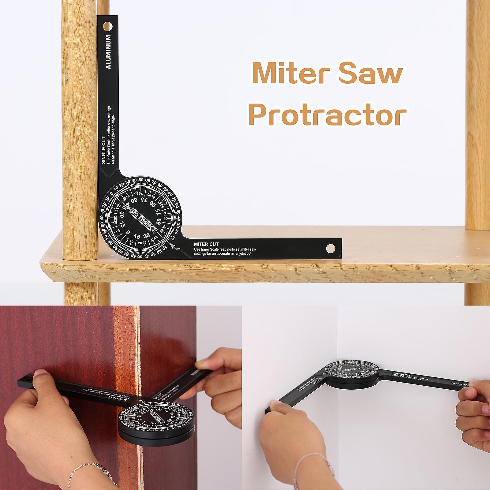 7-inch Miter Saws Protractor Rust Proof Aluminum Alloy Accurate Reading Scales Inside and Outside Miter Angle Finder For Carpenters Plumbers And All Bui