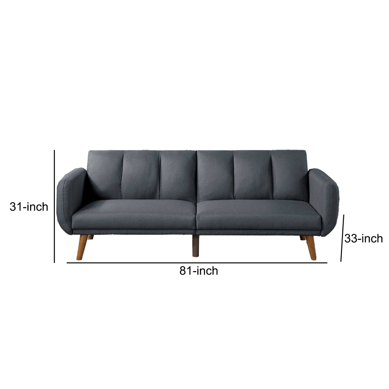 Adjustable Upholstered Sofa with Track Armrests and Angled Legs, Light Gray- Saltoro Sherpi