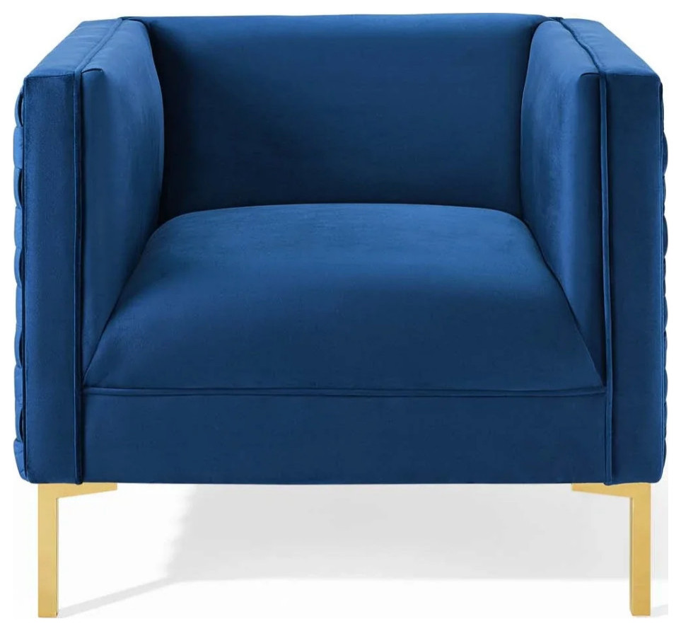 Millie Navy Performance Velvet Armchair   Contemporary   Armchairs And Accent Chairs   by Virgil Stanis Design  Houzz