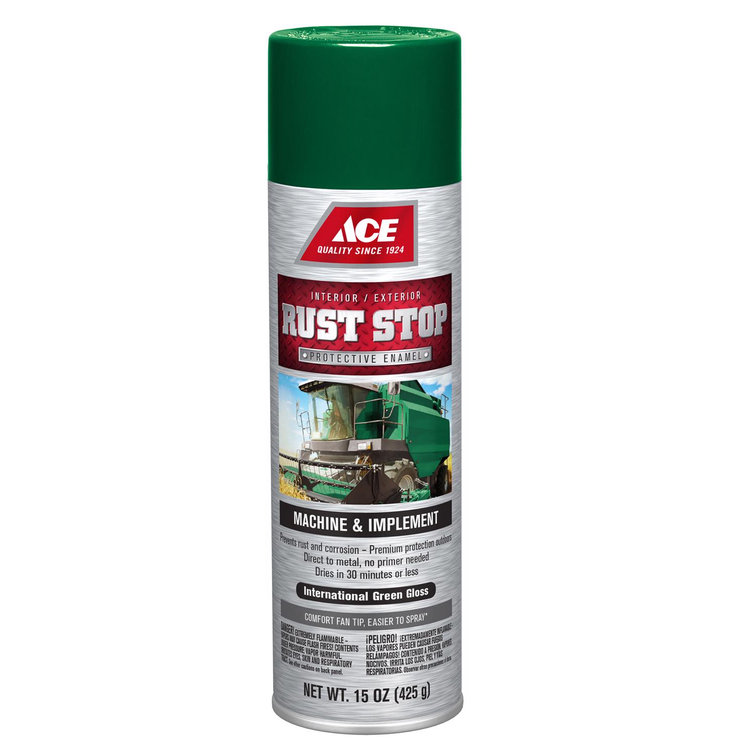 Ace Rust Stop Machine \u0026 Implement Gloss International Green Protective Enamel Spray Paint 15 oz