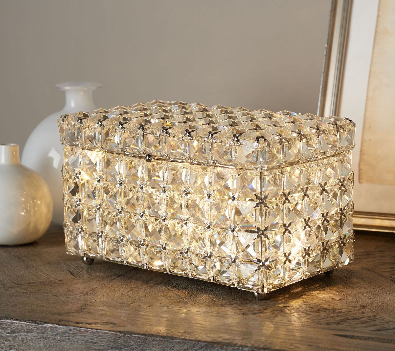 Illuminated Faceted Gem Keepsake Box by Valerie in Gold