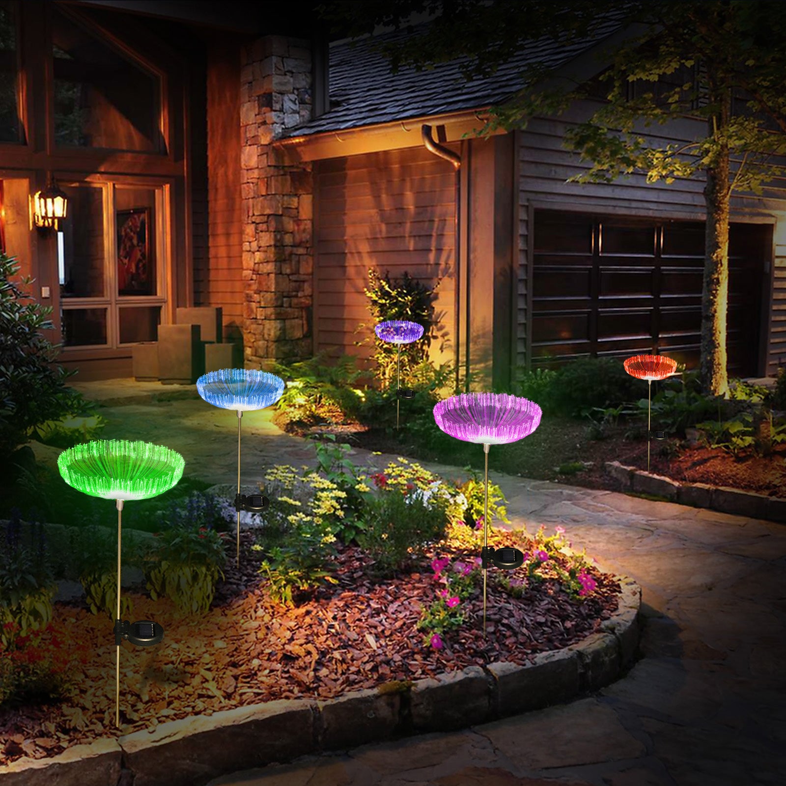 Solar Stake Lights Outdoor， EEEkit 7-Color Changing Solar Jellyfish Light Garden Flowers Stake Lights IP65 Waterproof for Patio Garden Yard Pathway (4pcs)