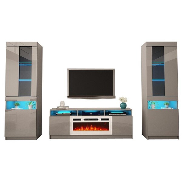 Reno WH05 Electric Fireplace Modern Wall Unit Entertainment Center