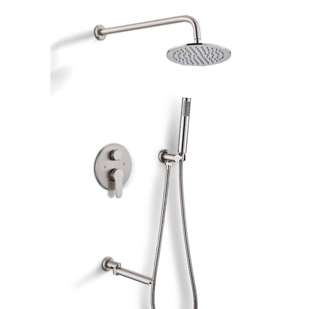 ELLOampALLO 2Handle 2Spray Tub and Shower Faucet and Handheld Combo with 8 in Shower Head in Brushed Nickel