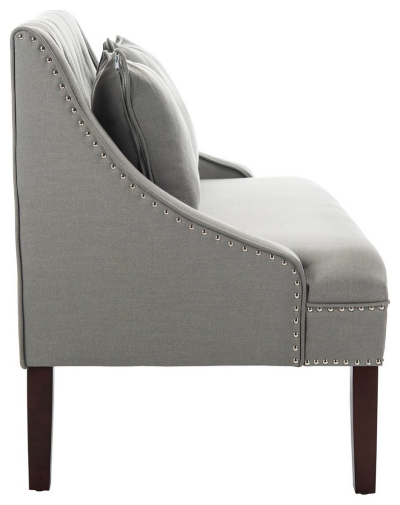 Chloe Linen Settee With Silver Nailheads Gray/Linen/Espresso   Transitional   Loveseats   by V.S.D Furniture  Houzz