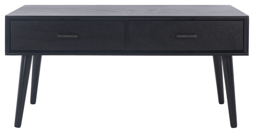 Zarrah Mid Century 2 Drawer Coffee Table  Black   Midcentury   Coffee Tables   by Rustic Home Furniture Deco  Houzz