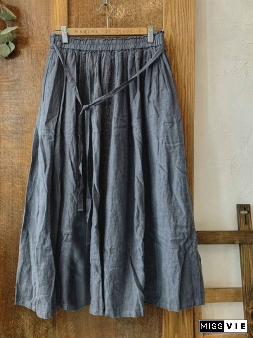 Vintage Plain Plus Size Casual Skirt