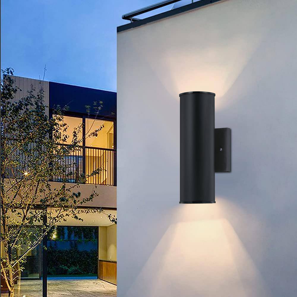 Pia Ricco Black LED Outdoor Wall Lantern Sconce with Up-Down Light Output 1JAY-15763