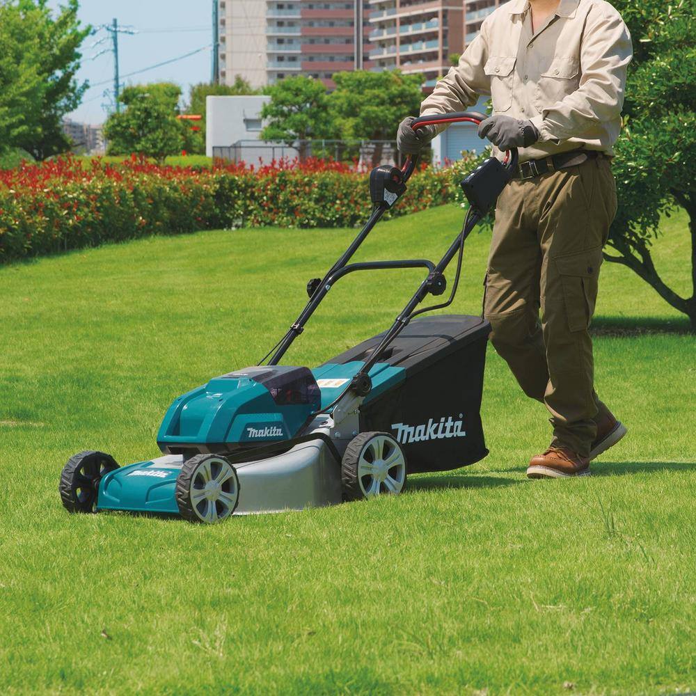 Makita 18 in. 18-Volt X2 (36-Volt) LXT Lithium-Ion Cordless Steel Deck Walk Behind Push Lawn Mower Tool Only XML03Z