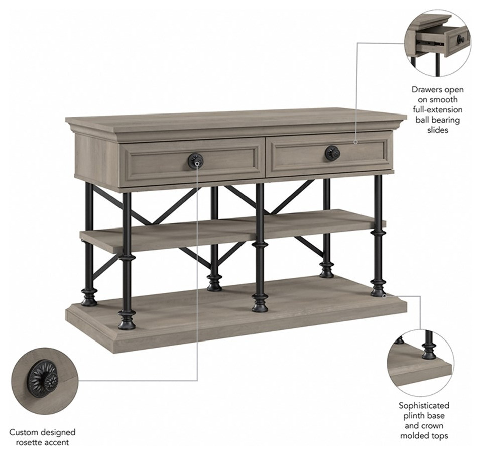 Coliseum Designer Console Table in Driftwood Gray   Engineered Wood   Traditional   Console Tables   by Homesquare  Houzz