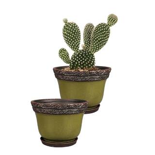 Southern Patio Reserva Small 7.87 in. x 6.46 in. 3 Qt. Jade Ceramic Indoor Pot (2-Pack) CRM-030812P2