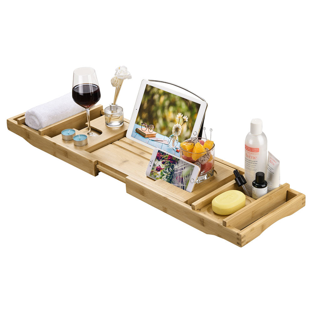 Yescom Bamboo Bathtub Caddy Tray with Extending Sides