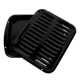 CERTIFIED APPLIANCE ACCESSORIES 2-Piece Porcelain Heavy-Duty Broiler Pan and Grill Set 50016