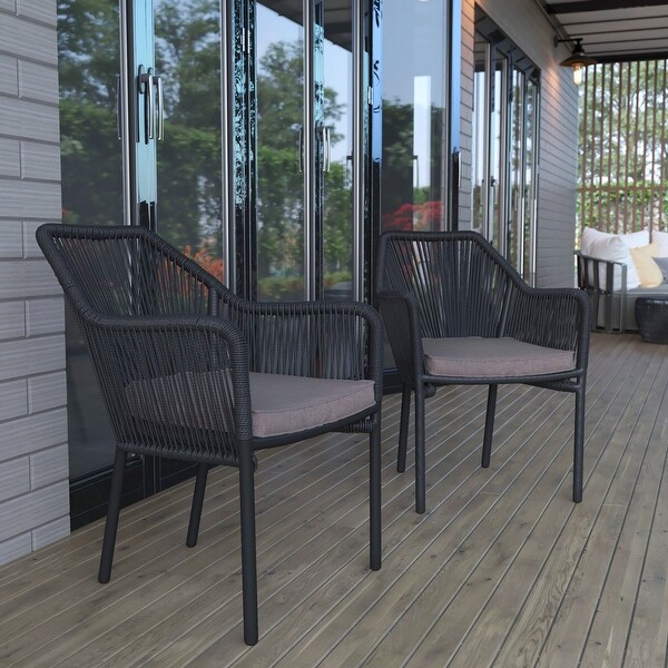 Woven Indoor/Outdoor Stacking Club Chairs