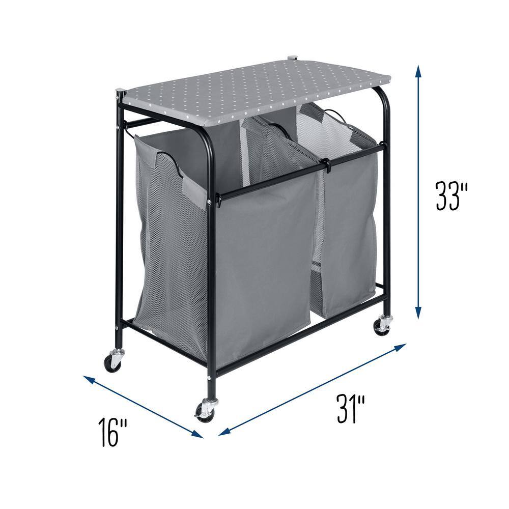 Honey-Can-Do Gray Steel Uneven Clothes Sorter with Ironing Board SRT-09451