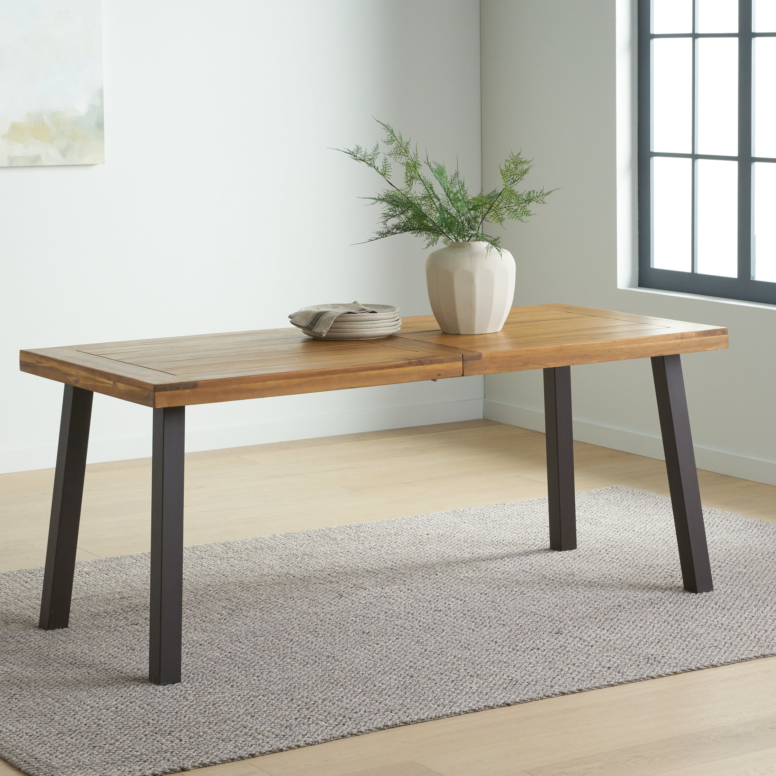 Chitwood Indoor Modern Industrial Acacia Wood Dining Table